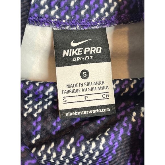 Nike Pro Dri-Fit Purple Print Pullover Top Long Sleeve Size S - Picture 5 of 11
